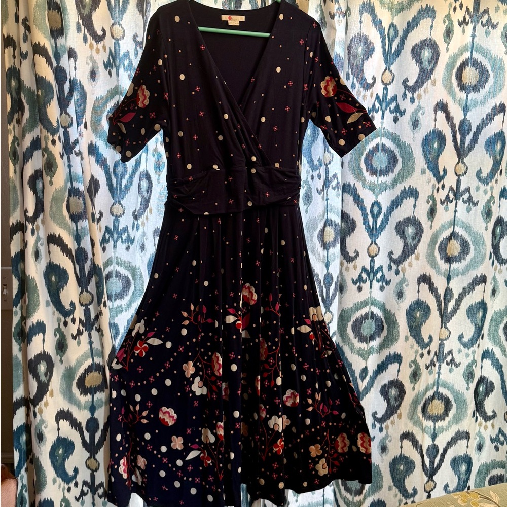 Boden Blue and pink Floral Midi Dress